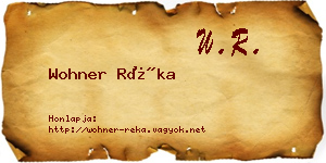 Wohner Réka névjegykártya
